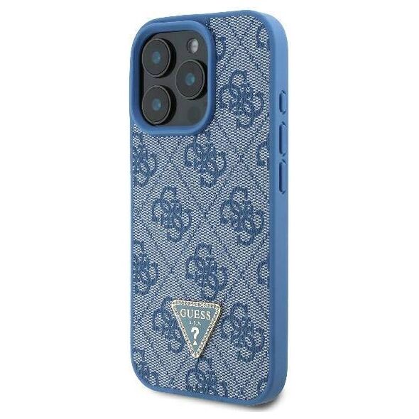 Original Case IPHONE 16 PRO Guess Hardcase Leather Metal Logo Strass Crossbody + Smycz (GUHCP16LP4TDSCPB) blue 3666339328702