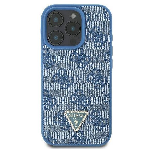 Original Case IPHONE 16 PRO Guess Hardcase Leather Metal Logo Strass Crossbody + Smycz (GUHCP16LP4TDSCPB) blue 3666339328702