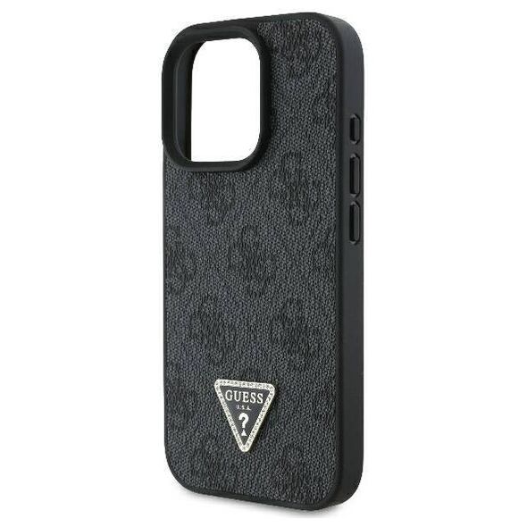 Original Case IPHONE 16 PRO Guess Hardcase Leather Metal Logo Strass Crossbody + Smycz (GUHCP16LP4TDSCPK) black 3666339328627