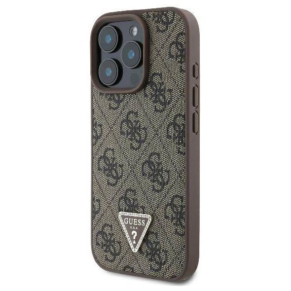 Original Case IPHONE 16 PRO Guess Hardcase Leather Metal Logo Strass Crossbody + Smycz (GUHCP16LP4TDSCPW) brown 3666339328665
