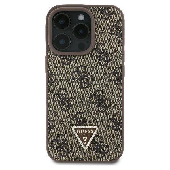 Original Case IPHONE 16 PRO Guess Hardcase Leather Metal Logo Strass Crossbody + Smycz (GUHCP16LP4TDSCPW) brown 3666339328665