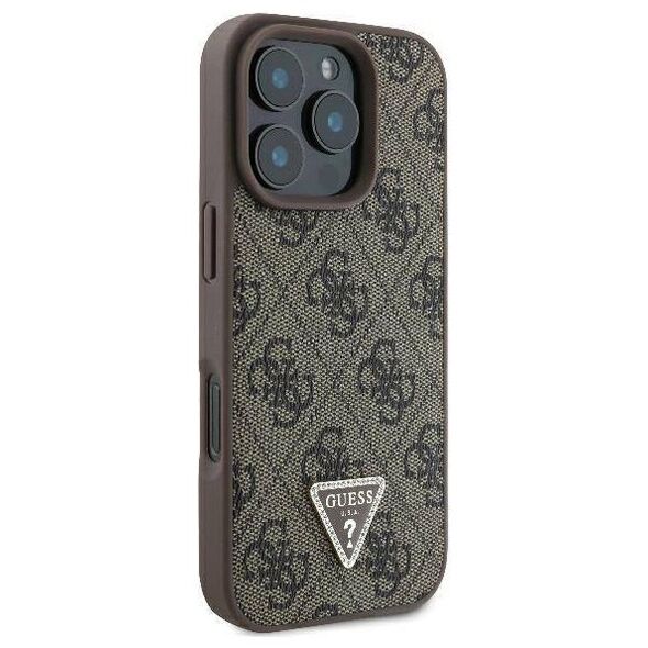 Original Case IPHONE 16 PRO Guess Hardcase Leather Metal Logo Strass Crossbody + Smycz (GUHCP16LP4TDSCPW) brown 3666339328665