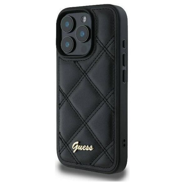 Original Case IPHONE 16 PRO Guess Hardcase Quilted Metal Logo (GUHCP16LPSQSQSK) black 3666339345068