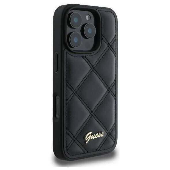 Original Case IPHONE 16 PRO Guess Hardcase Quilted Metal Logo (GUHCP16LPSQSQSK) black 3666339345068