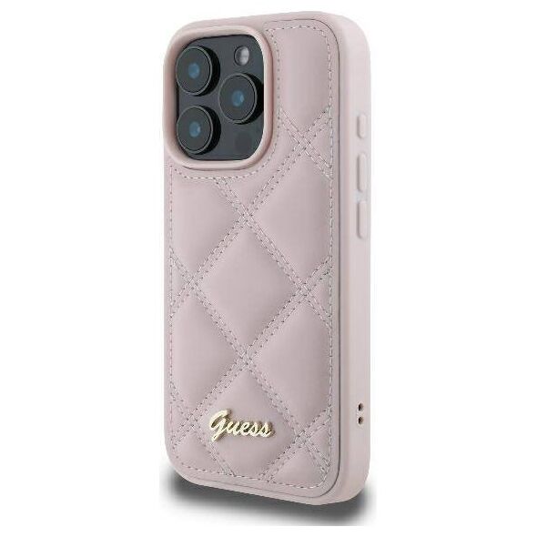Original Case IPHONE 16 PRO Guess Hardcase Quilted Metal Logo (GUHCP16LPSQSQSP) pink 3666339345105