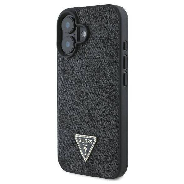 Original Case IPHONE 16 PLUS Guess Hardcase Leather 4G Triangle Strass MagSafe (GUHCP16MP4TDPK) black 3666339327378