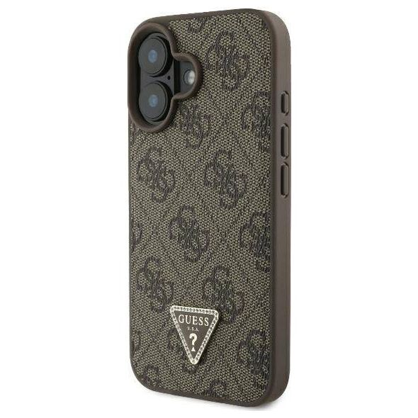 Original Case IPHONE 16 Guess Hardcase Leather 4G Triangle Strass MagSafe (GUHCP16SP4TDPW) brown 3666339327408
