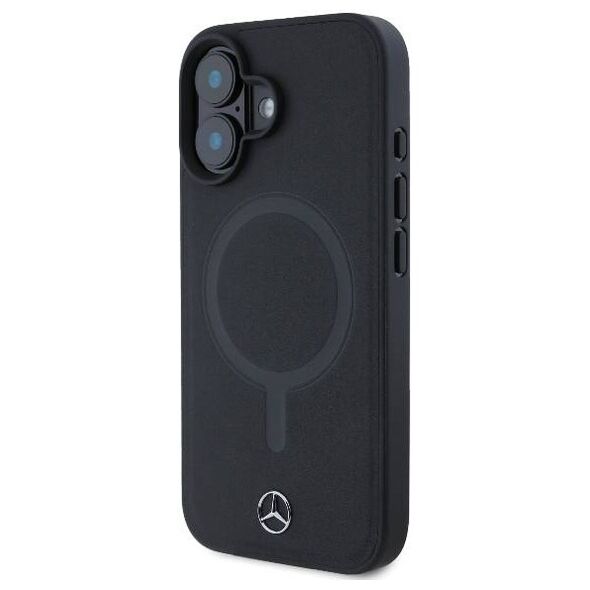Original Case IPHONE 16 Mercedes Hardcase Plain Smooth Leather MagSafe (MEHMP16S23RCMK) black 3666339312701