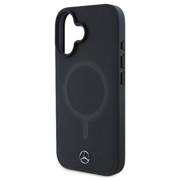 Original Case IPHONE 16 Mercedes Hardcase Plain Smooth Leather MagSafe (MEHMP16S23RCMK) black 3666339312701