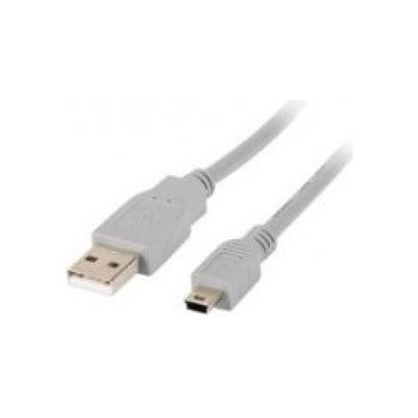 Kabel USB Lanberg USB-A - miniUSB 1.8 m Szary (CA-USBK-10CC-0018-S)