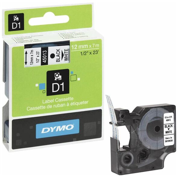 Ταινία Ετικετογράφου DYMO D1 45013 12mmx7m Black on White (DYMO45013) έως 12 άτοκες Δόσεις