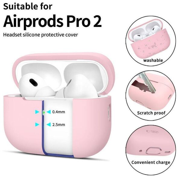 Case APPLE AIRPODS PRO 1 / 2 Tech-Protect Silicone Dusty pink 5906302313709