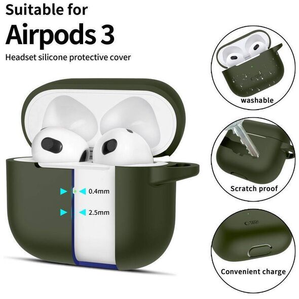 Case APPLE AIRPODS 3 Tech-Protect Silicone Olive green 5906302375110