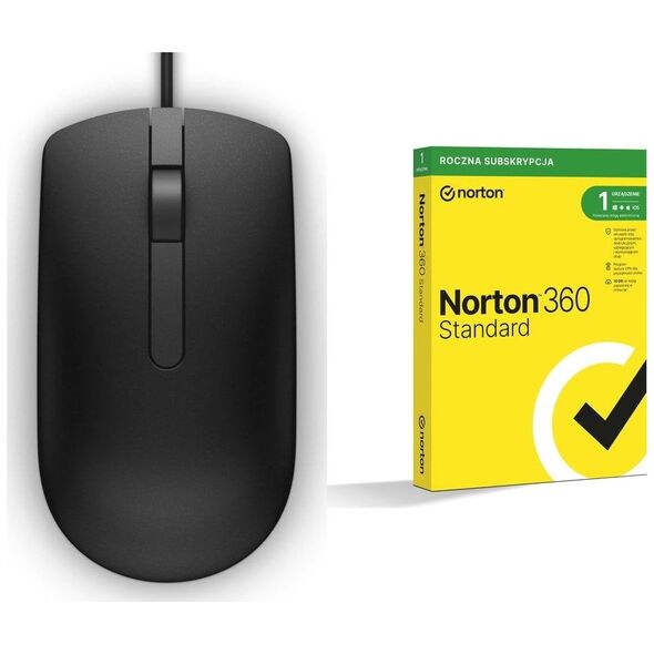Mysz Dell MS116 (570-AAIR) + Norton 360 Standard 1 urządzenie 12 miesięcy (21408666)