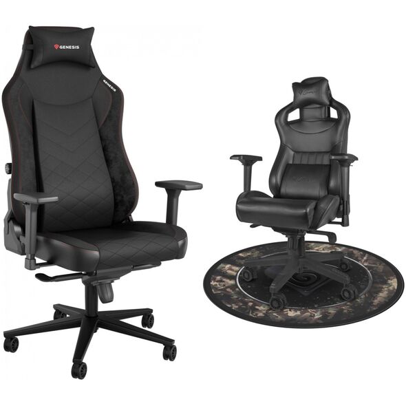 Fotel Genesis Nitro 890 G2 czarny (NFG-2050) + Genesis mata podłogowa Tellur 500 Master of Camouflage (NDG-1708)
