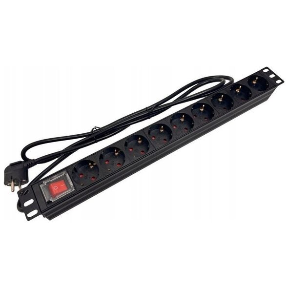 Alantec Listwa zasilająca 19" 230V - 9 gniazd (typu F - CEE 7/3 schuko), z wyłącznikiem LED, kabel 1,8m CEE 7/7 ALANTEC