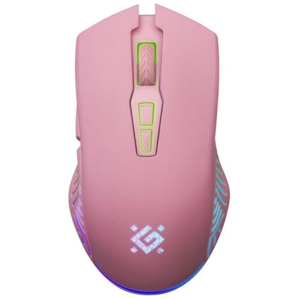 Mysz Defender Mysz bezprzewodowa Defender PANDORA GM-502 optyczna 3200dpi różowa RGB AKUMULATOR 7 przycisków Gaming bezklikowa silent