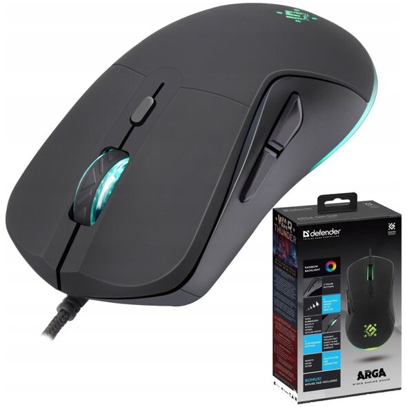 Mysz Defender Mysz przewodowa Defender ARGA GM-049 3600dpi 6P + podkładka Gaming