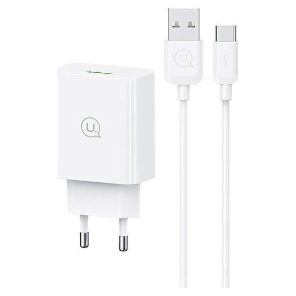 Ładowarka Usams USAMS Ład. siec. 18W + kabel USB-C/USB-A 1m Fast Charging biały/white series SC SCXLTZ02