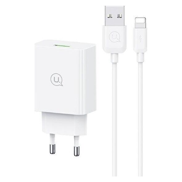 Ładowarka Usams USAMS Ład. siec. 18W + kabel Lightning/ USB-A Fast Charging biały/white series SC SCXLTZ03