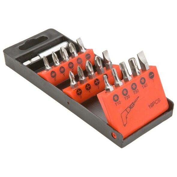 Top Tools Końcówki wkrętakowe z uchwytem 16szt. (39D383)
