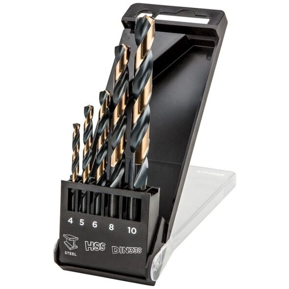 Wiertło Topex do metalu HSS walcowe 4 5 6 10 8mm zestaw (55H086)