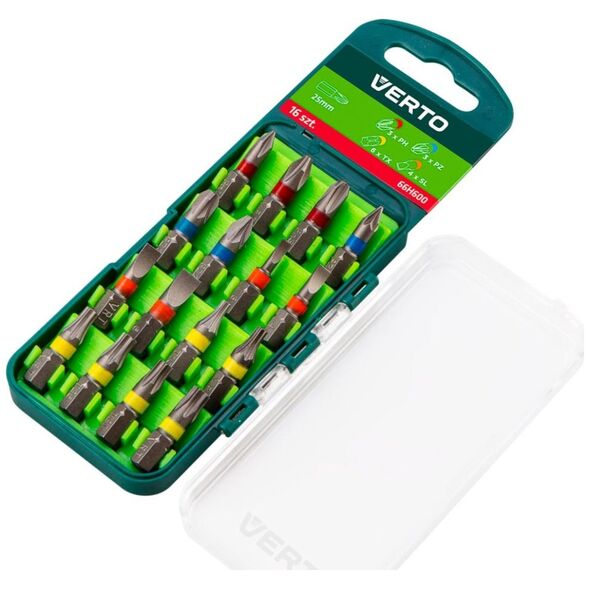 Verto zestaw bitów 16 sztuk, 25mm 3xPH, 3xPZ, 4xSL, 6xTX (66H600)