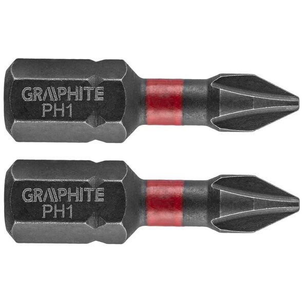 Graphite Końcówka wkrętakowa (Bity udarowe PH1 x 25 mm, 2 szt.)