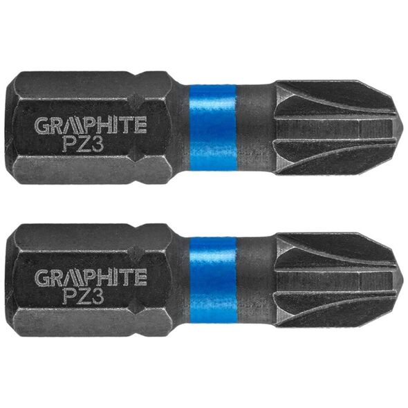 Graphite Końcówka wkrętakowa (Bity udarowe PZ3 x 25 mm, 2 szt.)
