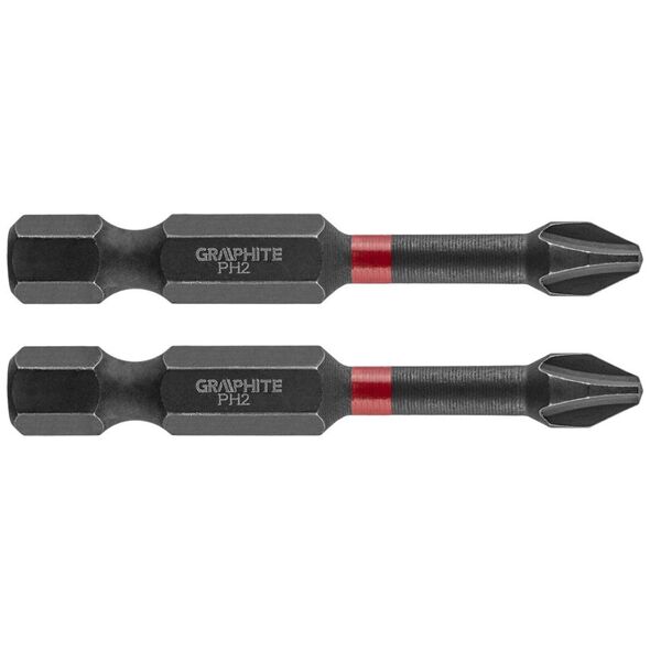 Graphite Końcówka wkrętakowa (Bity udarowe PH2 x 50 mm, 2 szt.)