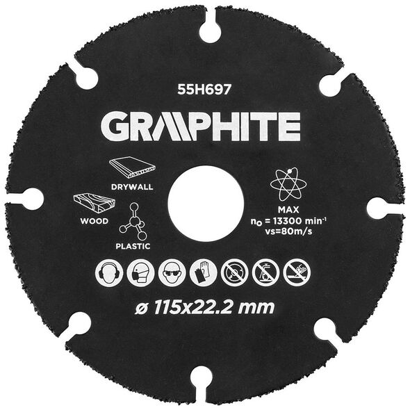 Graphite Tarcza Tąca Hm Do Drewna I Tworzyw Sztucznych 115 X 22.2 mm 55h697 Graphite