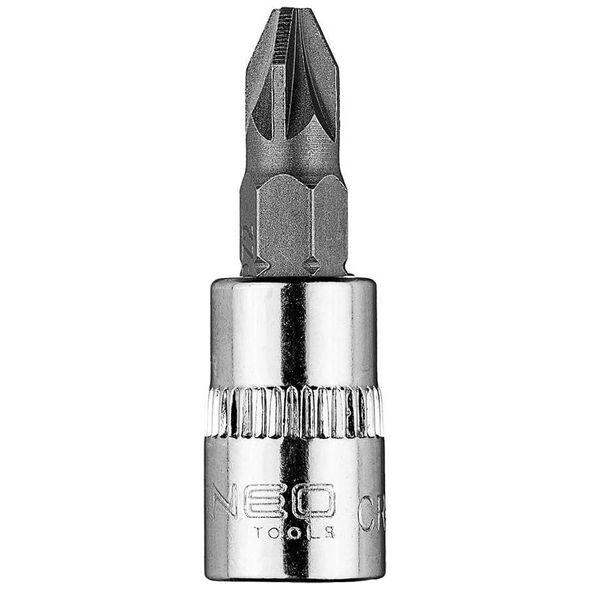 Neo Końcówka wkrętakowa PZ2 na nasadce 1/4", krótka, 37 mm
