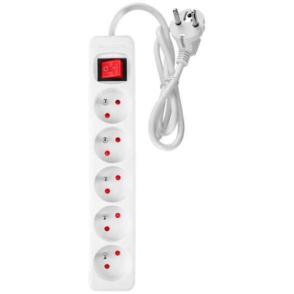 Neo Przedłużacz listwowy 1.5m, 3x1.5mm2, 5G, biały, ON/OFF