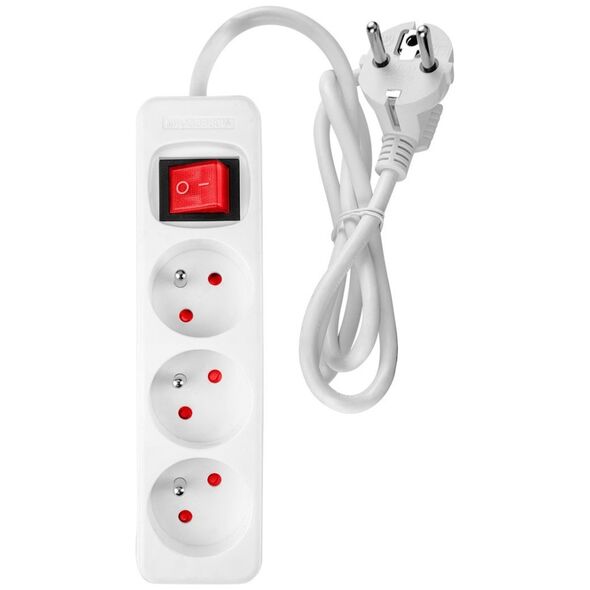 Neo Przedłużacz listwowy 1.5m, 3x1.5mm2, 3G, biały, ON/OFF