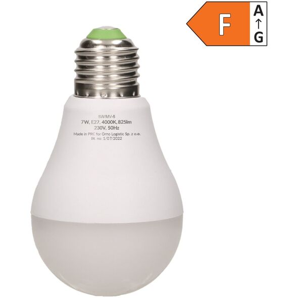 Orno THAR LED NEW 7W A60, żarówka z mikrofalowym czujnikiem ruchu, 825lm, 4000K, E27