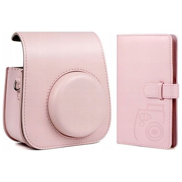 Pokrowiec LoveInstant Zestaw 2w1 Futerał Etui Fuji Instax Mini 11 + Album Różowy