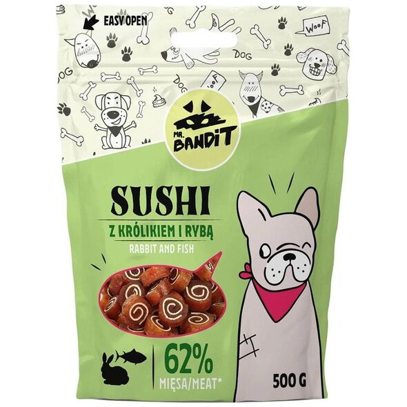 Mr Bandit Mr Bandit SUSHI Królik z rybą 500g - naturalny przysmak dla psa