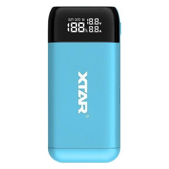 Ładowarka Xtar XTAR ŁADOWARKA/POWERBANK DO AKUMULATORÓW CYLINDRYCZNYCH LI-ION 18650/20700/21700 NIEBIESKI PB2S