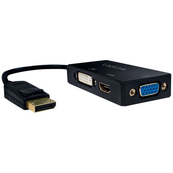 Adapter AV LogiLink DisplayPort - HDMI - D-Sub (VGA) - DVI-I czarny (CV0109)