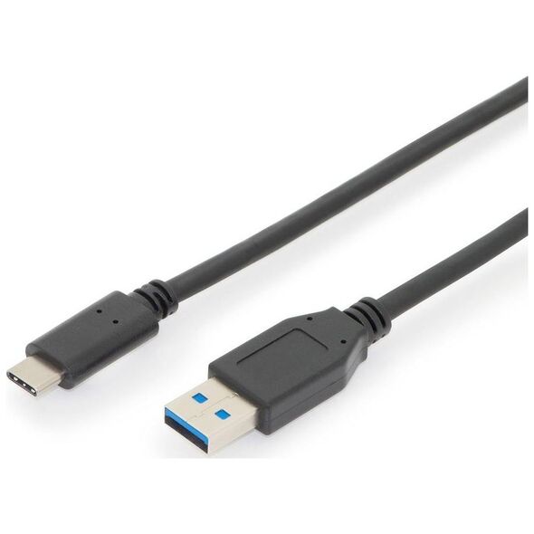 Kabel USB Digitus USB-A - USB-C 1 m Czarny (AK-300146-010-S)