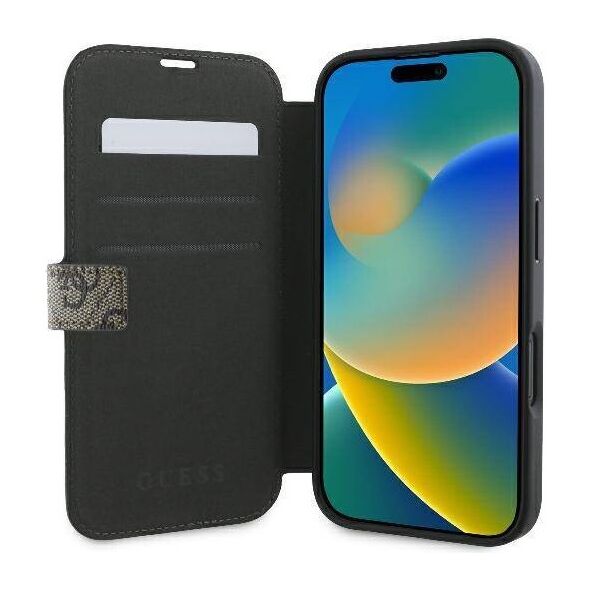 Original Case IPHONE 16 Guess Book 4G Metal Logo (GUBKP16S4GMGBR) brown 3666339346164