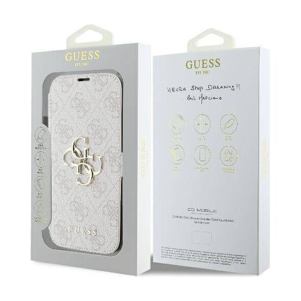 Original Case IPHONE 16 Guess Book 4G Metal Logo (GUBKP16S4GMGPI) pink 3666339346225