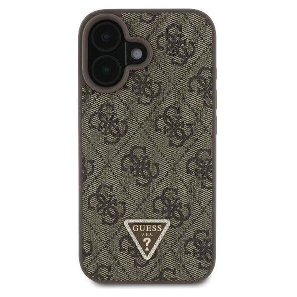 Original Case IPHONE 16 Guess Hardcase Leather Metal Logo Strass Crossbody + Smycz (GUHCP16SP4TDSCPW) brown 3666339328641