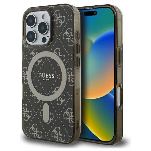 Original Case IPHONE 16 PRO Guess Hardcase IML 4G Background MagSafe (GUHMP16LH4DTEW) brown 3666339301729