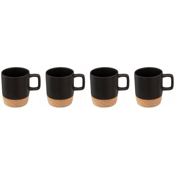 Secret de Gourmet Kubki ceramiczne z bambusową podstawką, 4 sztuki x 120 ml