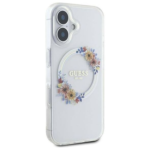 Original Case IPHONE 16 PLUS Guess Hardcase IML Flowers Wreath MagSafe (GUHMP16MHFWFCT) transparent 3666339311438