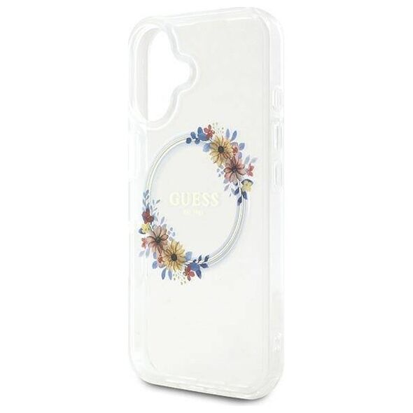 Original Case IPHONE 16 PLUS Guess Hardcase IML Flowers Wreath MagSafe (GUHMP16MHFWFCT) transparent 3666339311438