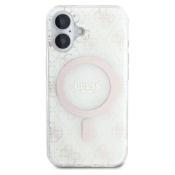 Original Case IPHONE 16 Guess Hardcase IML 4G Background MagSafe (GUHMP16SH4DTEH) white 3666339302153