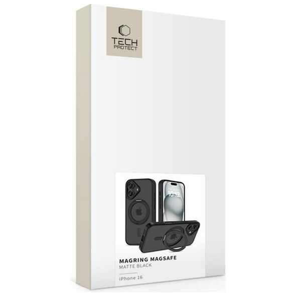 Case IPHONE 16 Tech-Protect MagRing MagSafe Matte black 5906302311545
