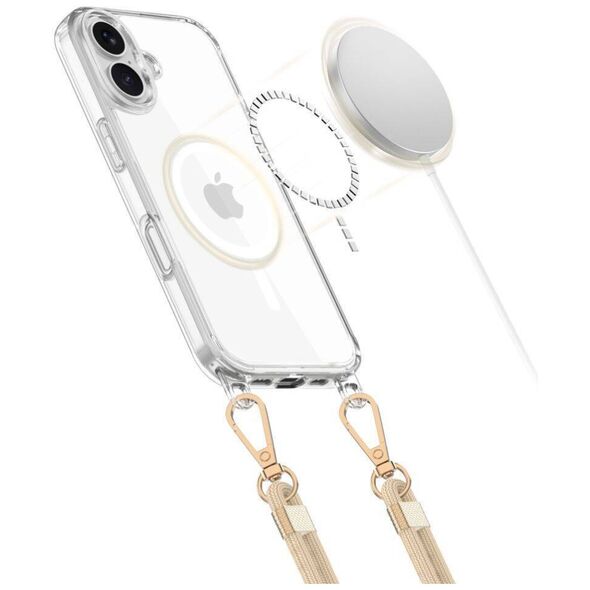 Case IPHONE 16 Tech-Protect Flexair Chain MagSafe Black & Taupe transparent 5906302311705